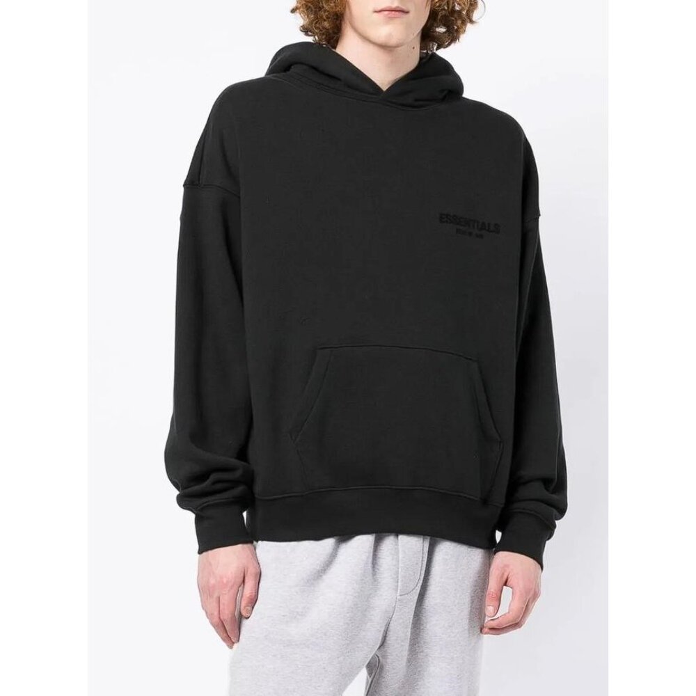 FEAR OF GOD Men's Essentials Logo Print Hoodie Size M In Black